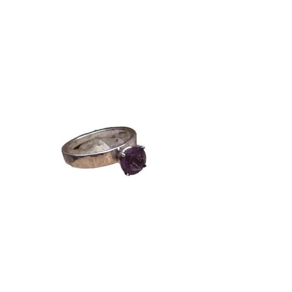 Ring, Amethyst and Sterling Silver Solitaire Ring, size 6.5, NEW, Handmade